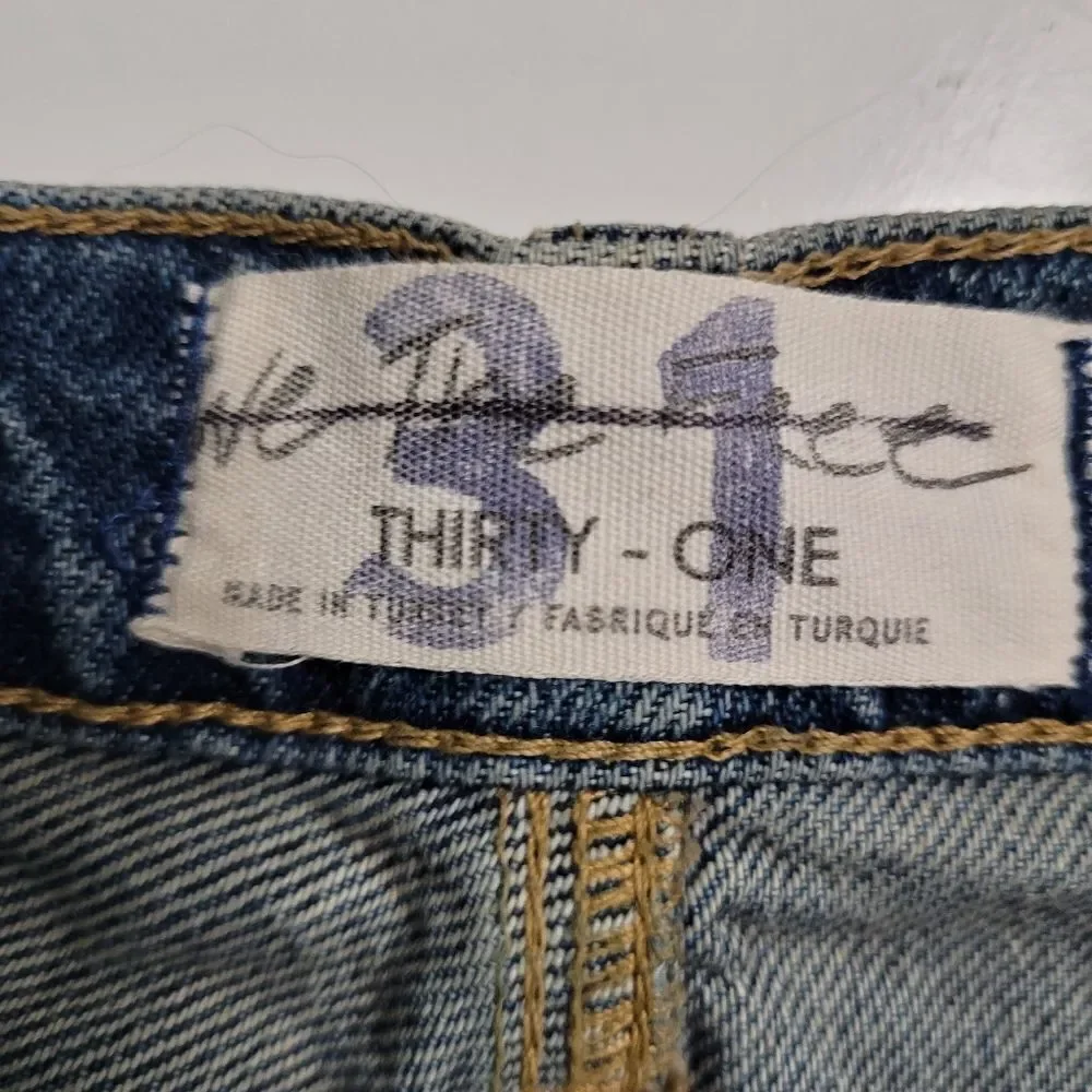 NEW 31 FREE PEOPLE tribal button fly Rocky corduroy patch loose jeans we the NWT - Picture 12 of 16